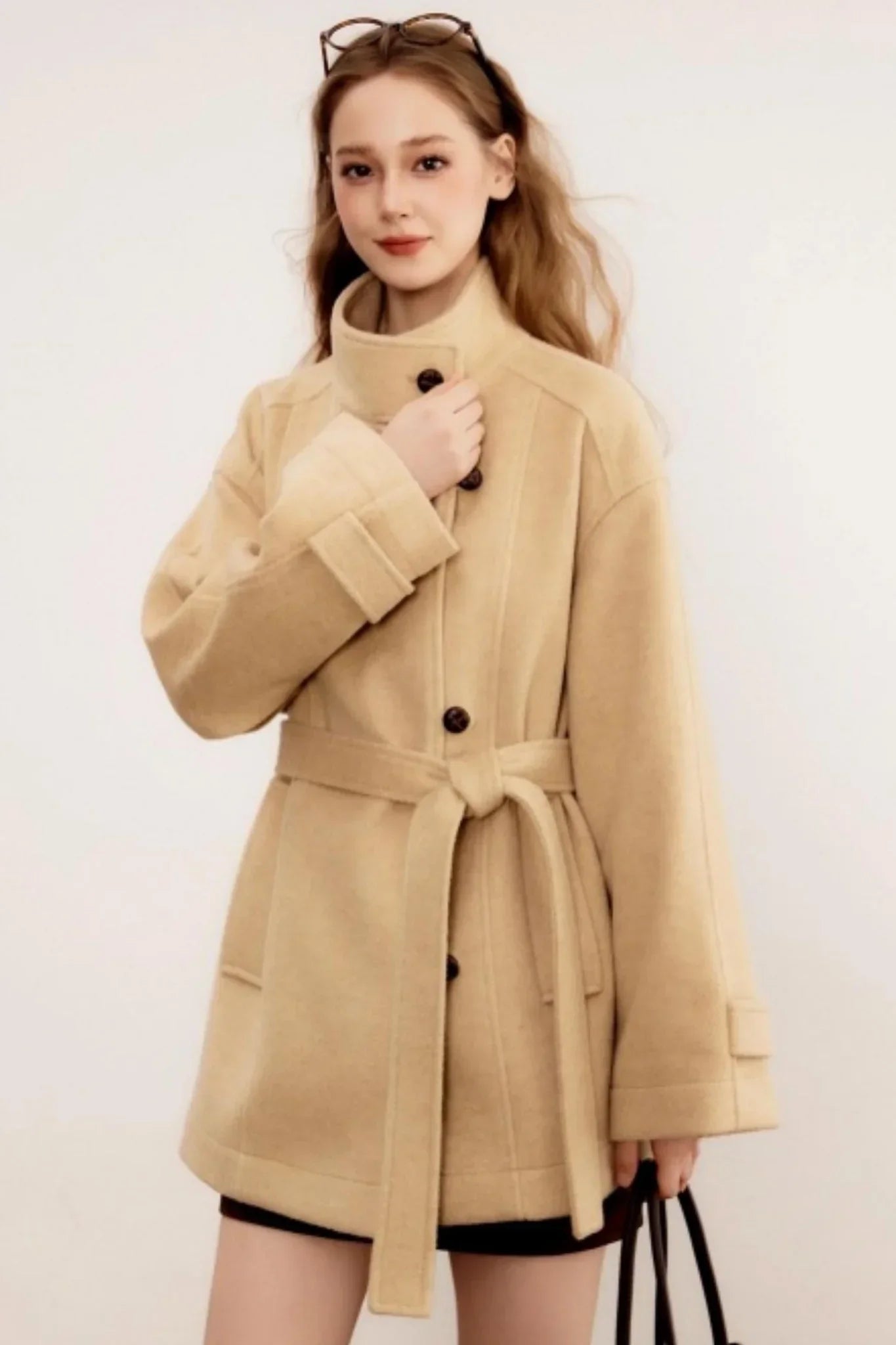 Stand-Up Collar Woolen Coat