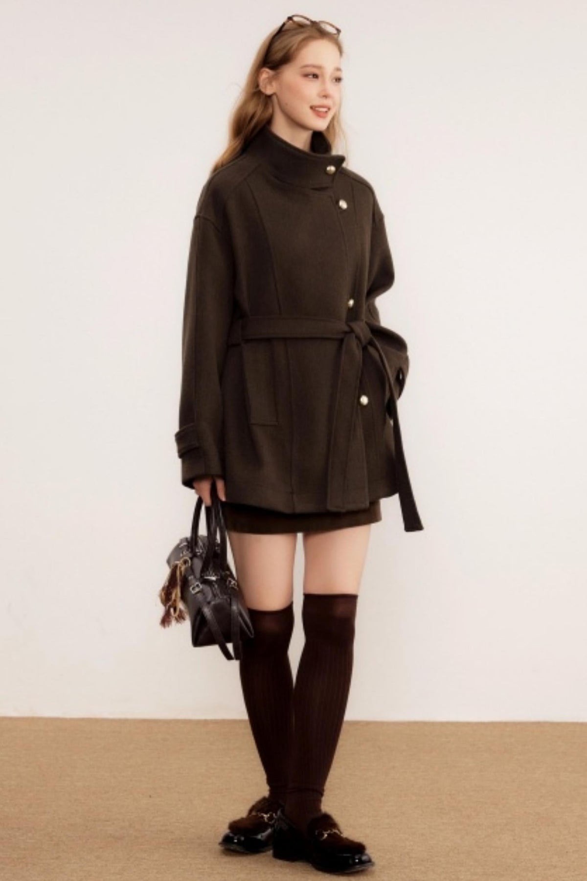 Stand-Up Collar Woolen Coat