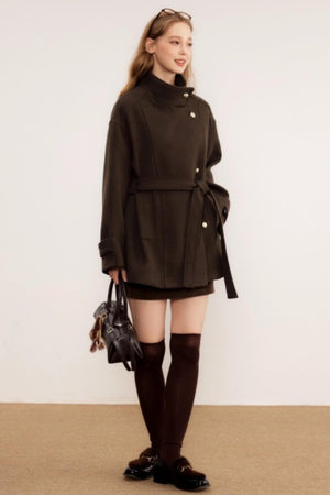 Stand-Up Collar Woolen Coat
