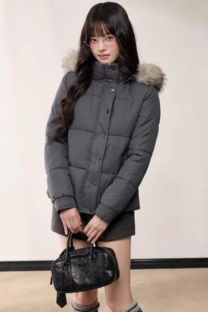 Stand-Up Fur Collar Down Jacket