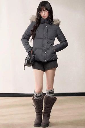 Stand-Up Fur Collar Down Jacket