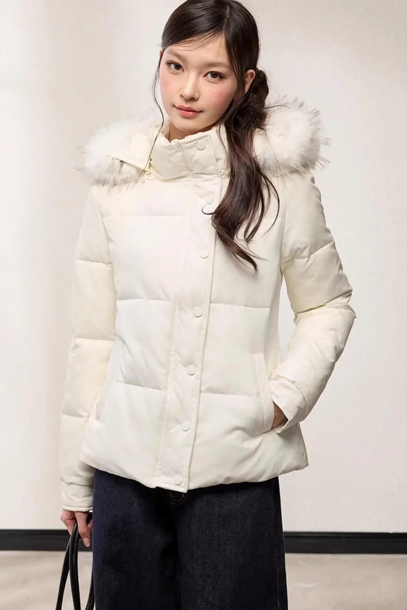 Stand-Up Fur Collar Down Jacket