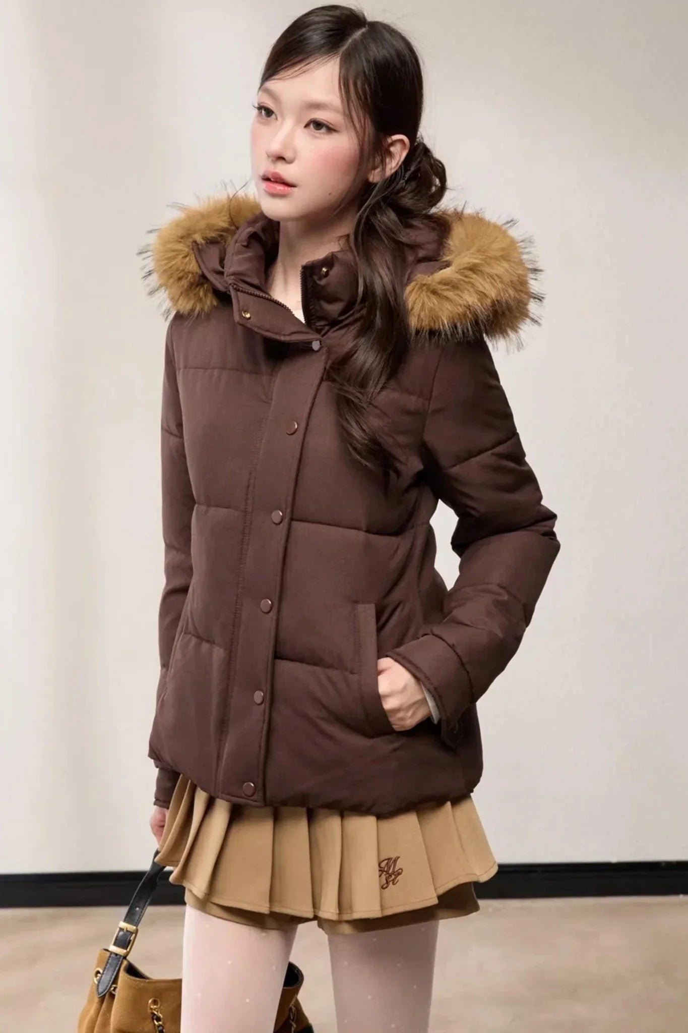 Stand-Up Fur Collar Down Jacket