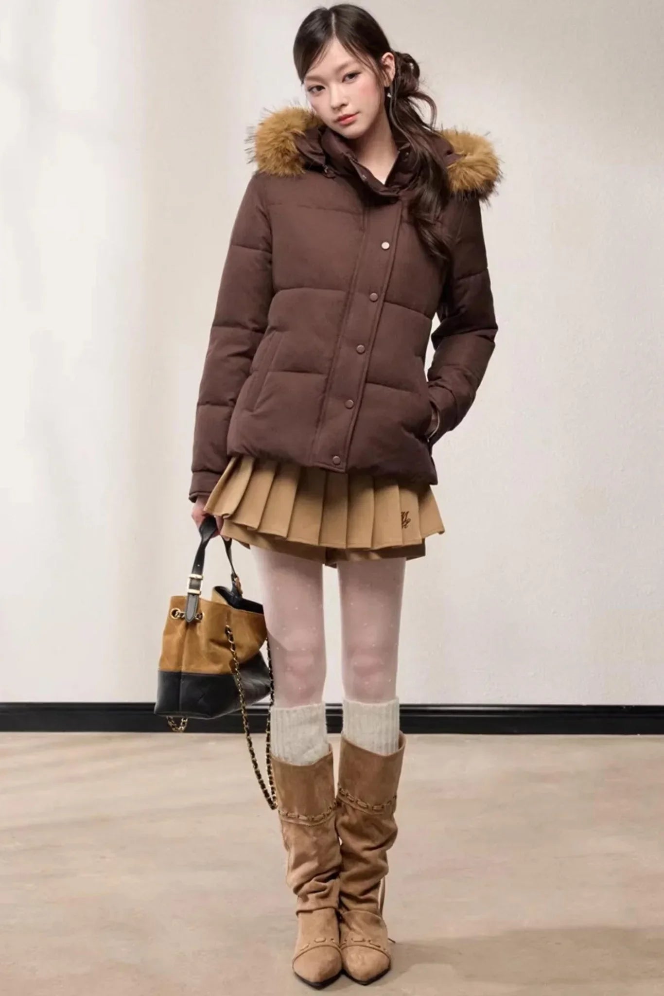 Stand-Up Fur Collar Down Jacket