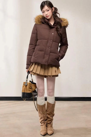 Stand-Up Fur Collar Down Jacket