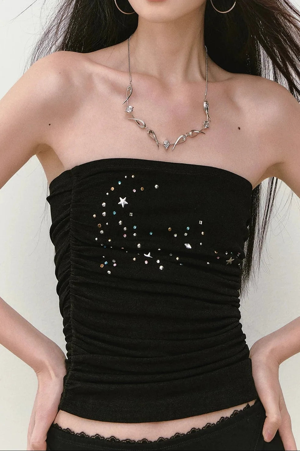 Star Beaded Pleated Bustier