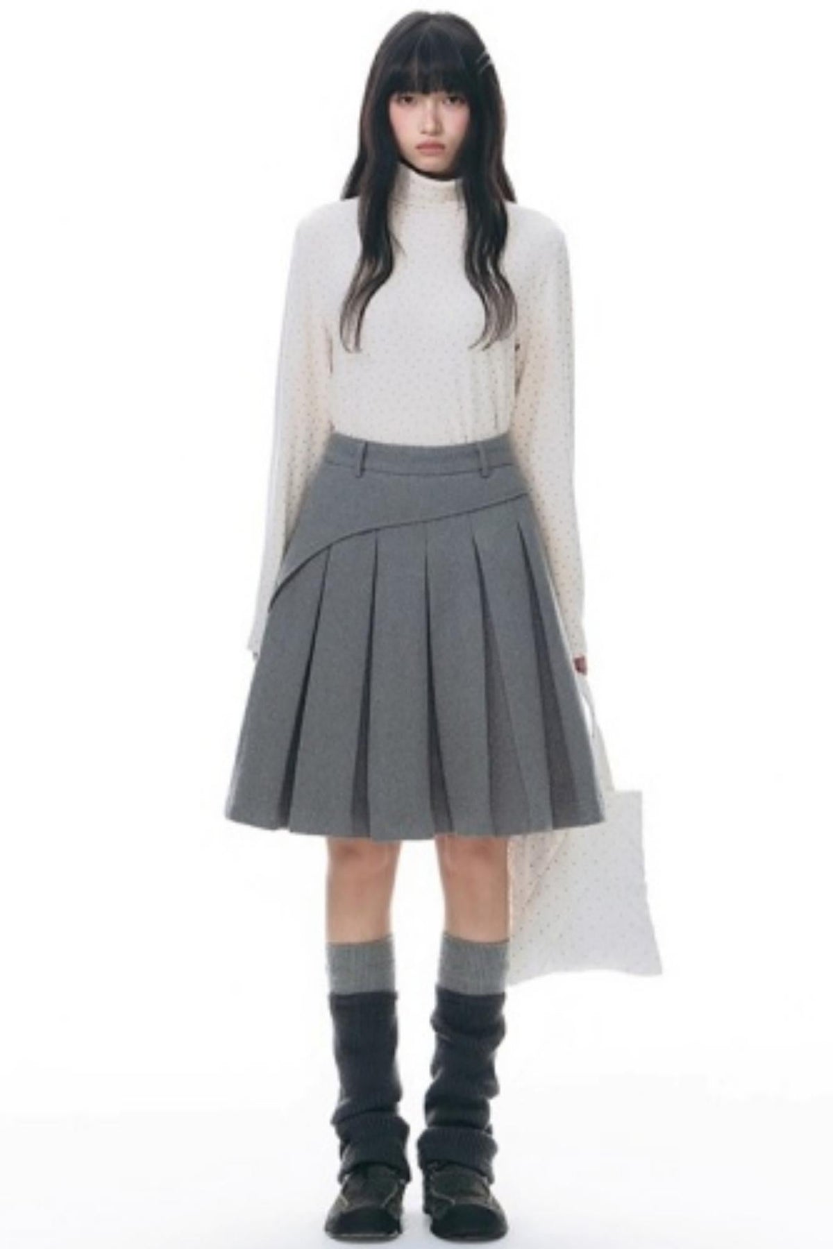 Star Brushed Turtleneck Long-Sleeved Top