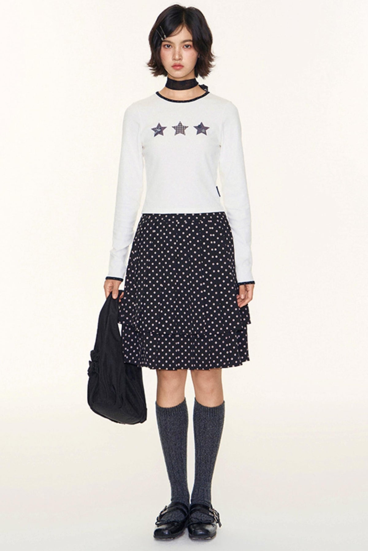 Star Contrast Long Sleeve Top