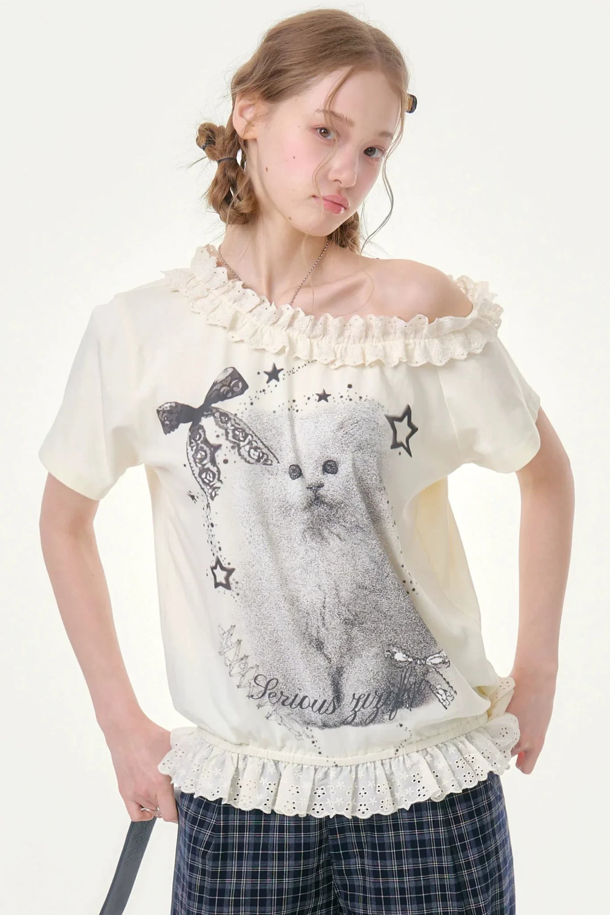 Star Dust Cat Lace T-Shirt