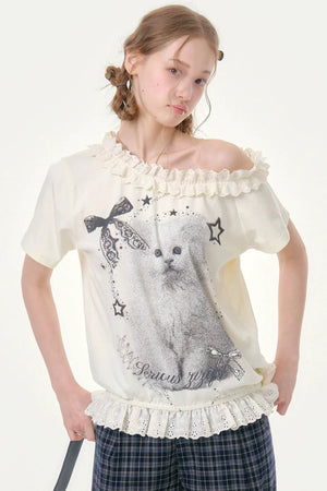 Star Dust Cat Lace T-Shirt