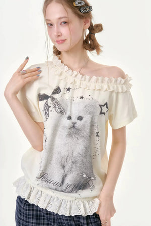 Star Dust Cat Lace T-Shirt