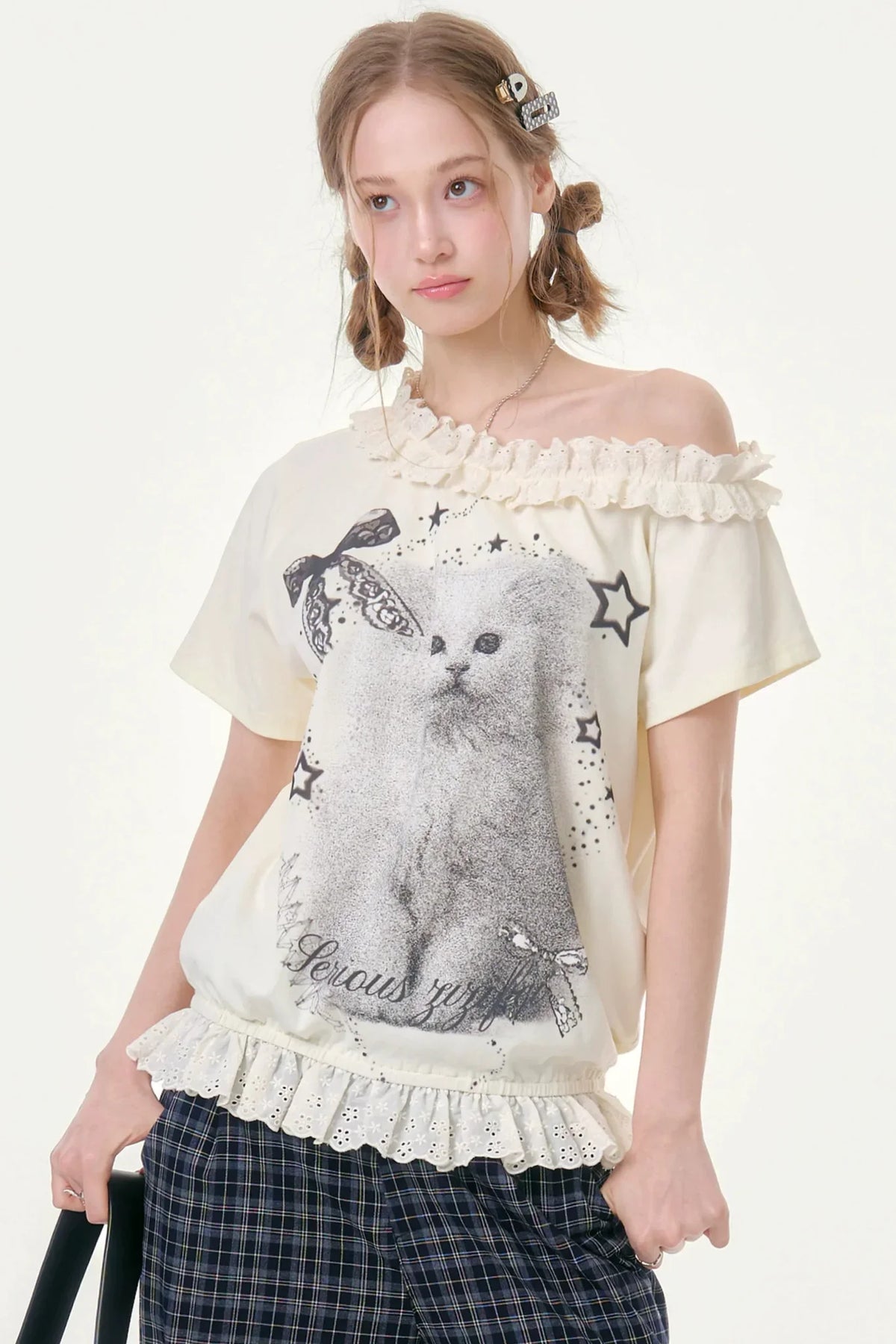 Star Dust Cat Lace T-Shirt