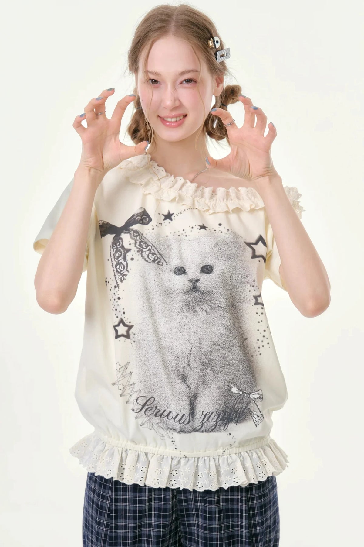 Star Dust Cat Lace T-Shirt