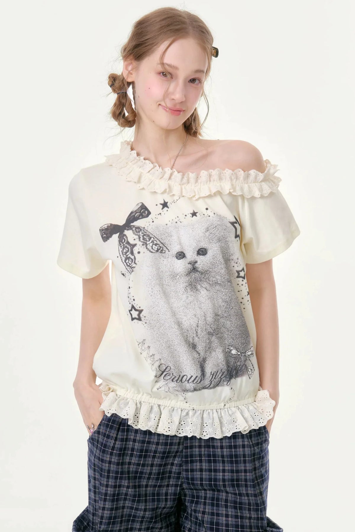 Star Dust Cat Lace T-Shirt