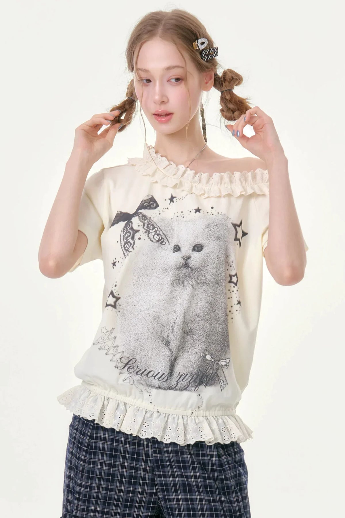 Star Dust Cat Lace T-Shirt