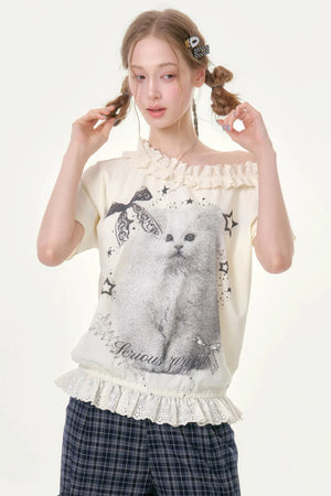 Star Dust Cat Lace T-Shirt