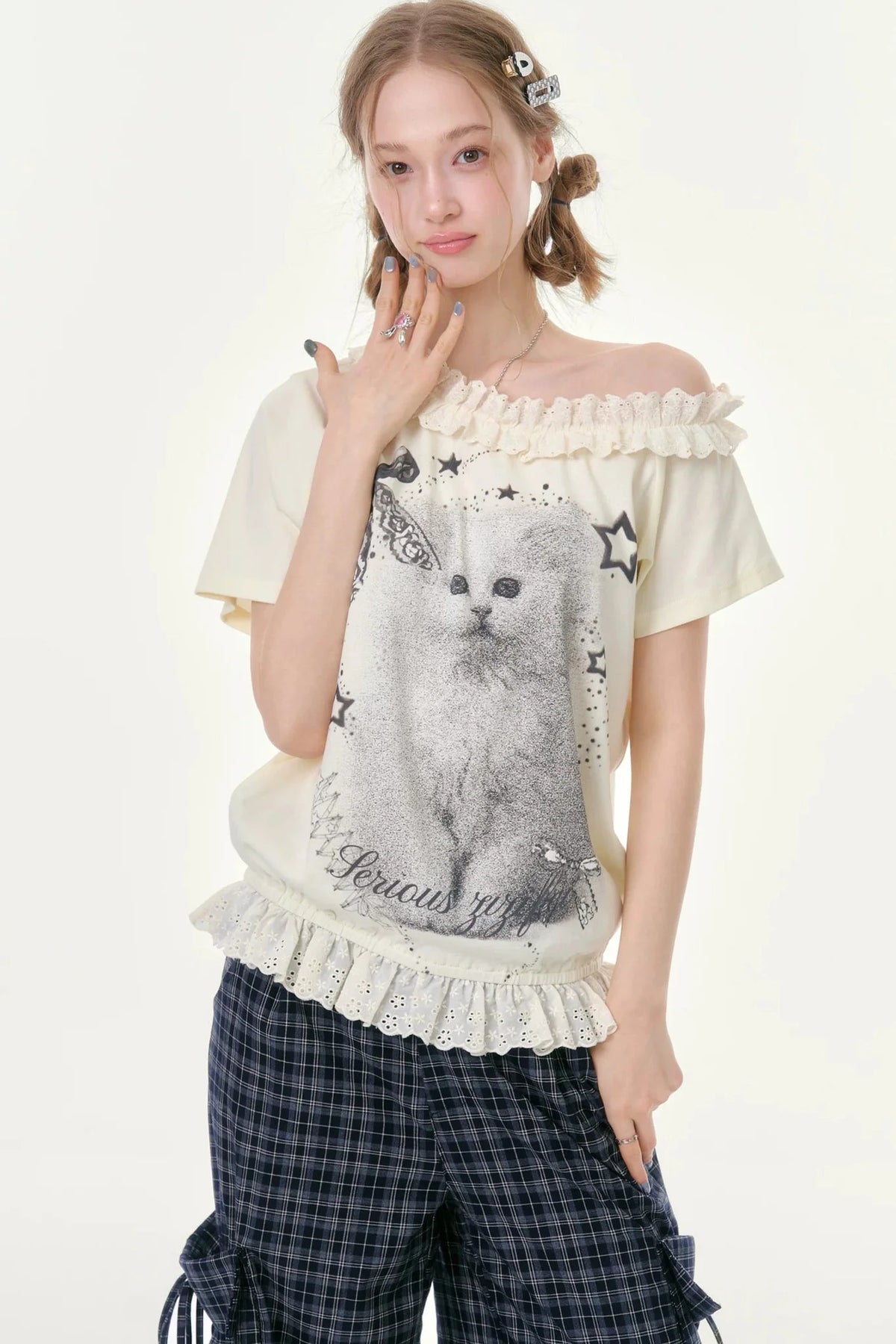 Star Dust Cat Lace T-Shirt