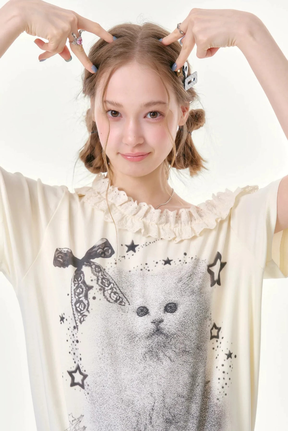 Star Dust Cat Lace T-Shirt