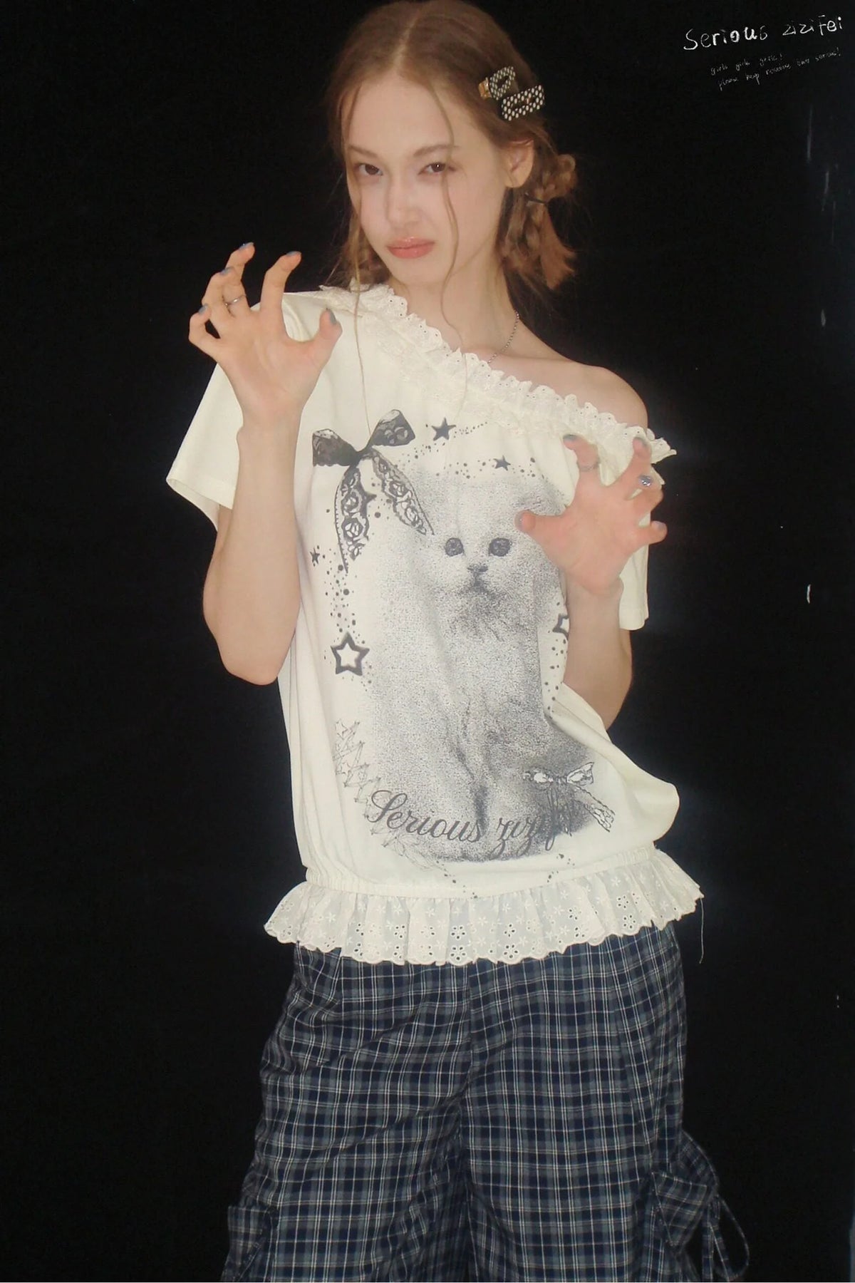 Star Dust Cat Lace T-Shirt