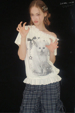 Star Dust Cat Lace T-Shirt