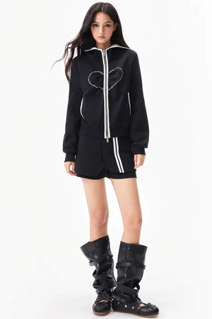 Star Heartbeat Hooded Sweatshirt Set-Up