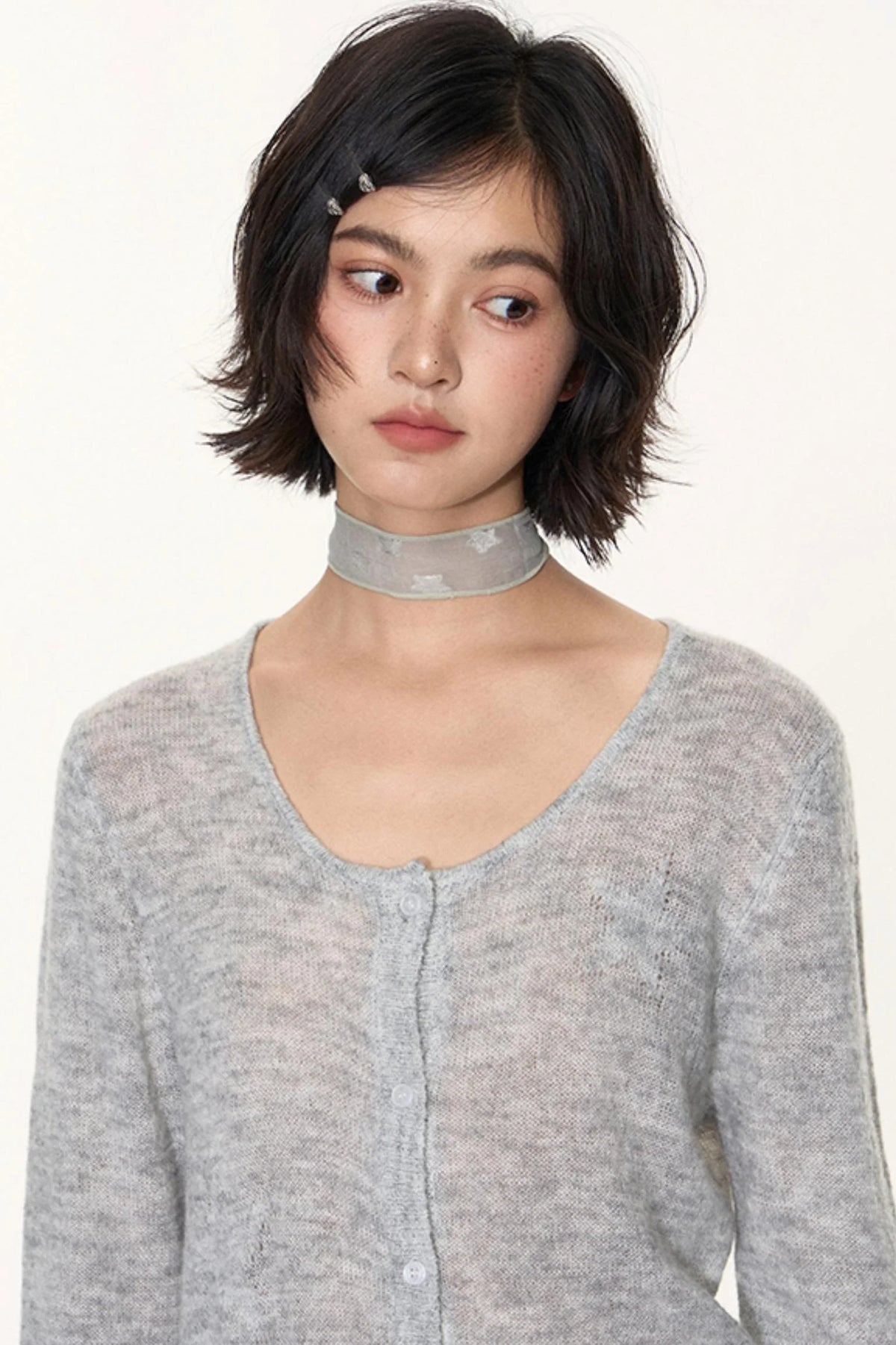 Star Jacquard Knit Cardigan Top