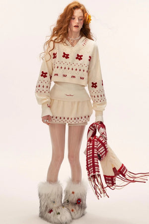 Star Jacquard Sweater Top Set-Up