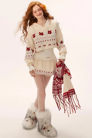 Star Jacquard Sweater Top Set-Up