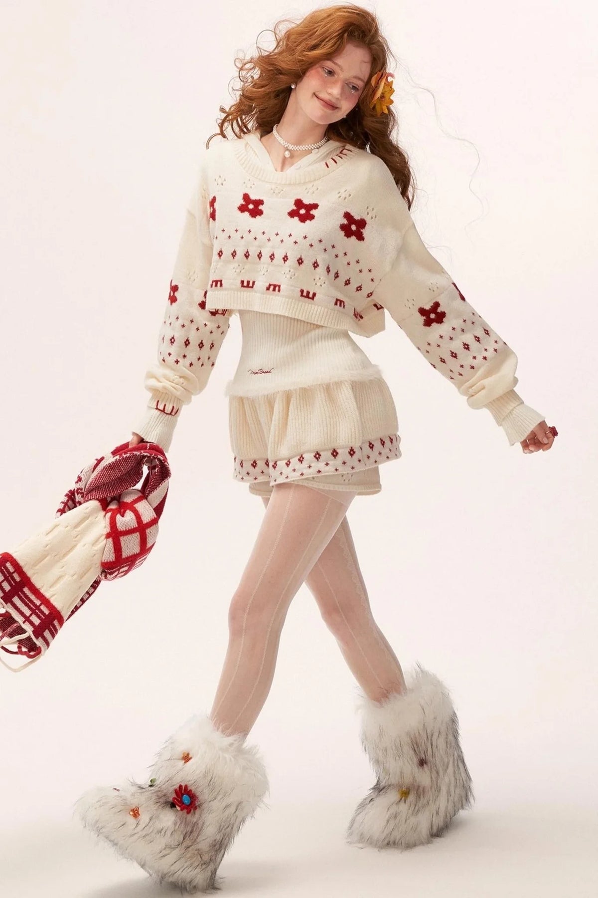 Star Jacquard Sweater Top Set-Up