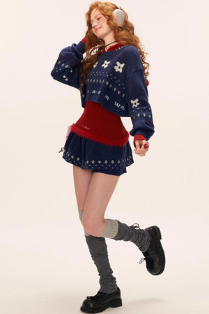 Star Jacquard Sweater Top Set-Up