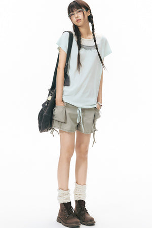Star Neckline Layered-Look Knit Top