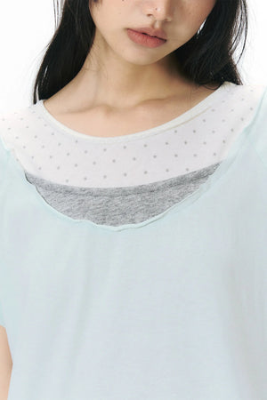 Star Neckline Layered-Look Knit Top