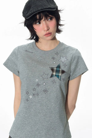 Star Patch Embroidered Short-Sleeve T-Shirt