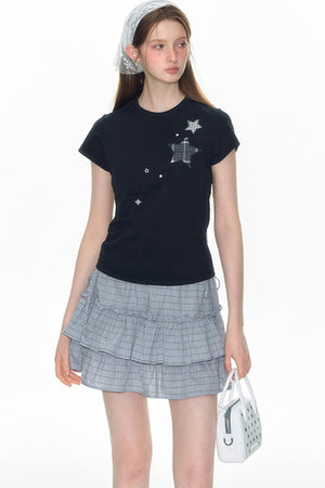 Star Patch Embroidered Short-Sleeve T-Shirt