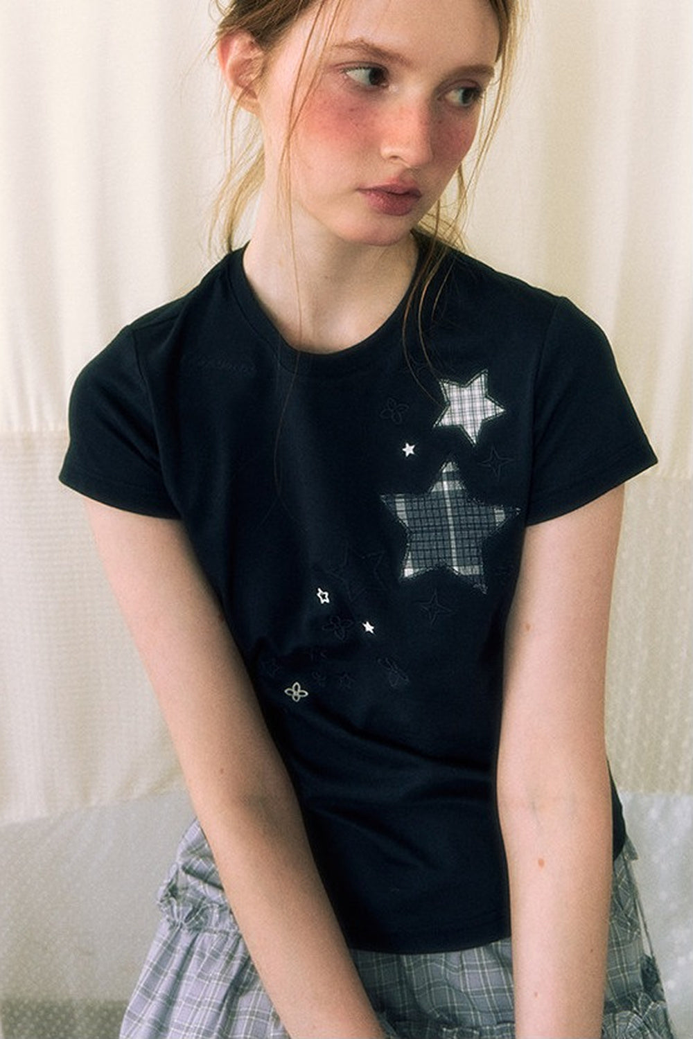 Star Patch Embroidered Short-Sleeve T-Shirt