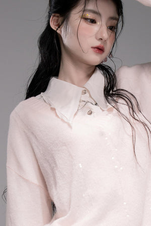 Star Pink V-Collar Sweater