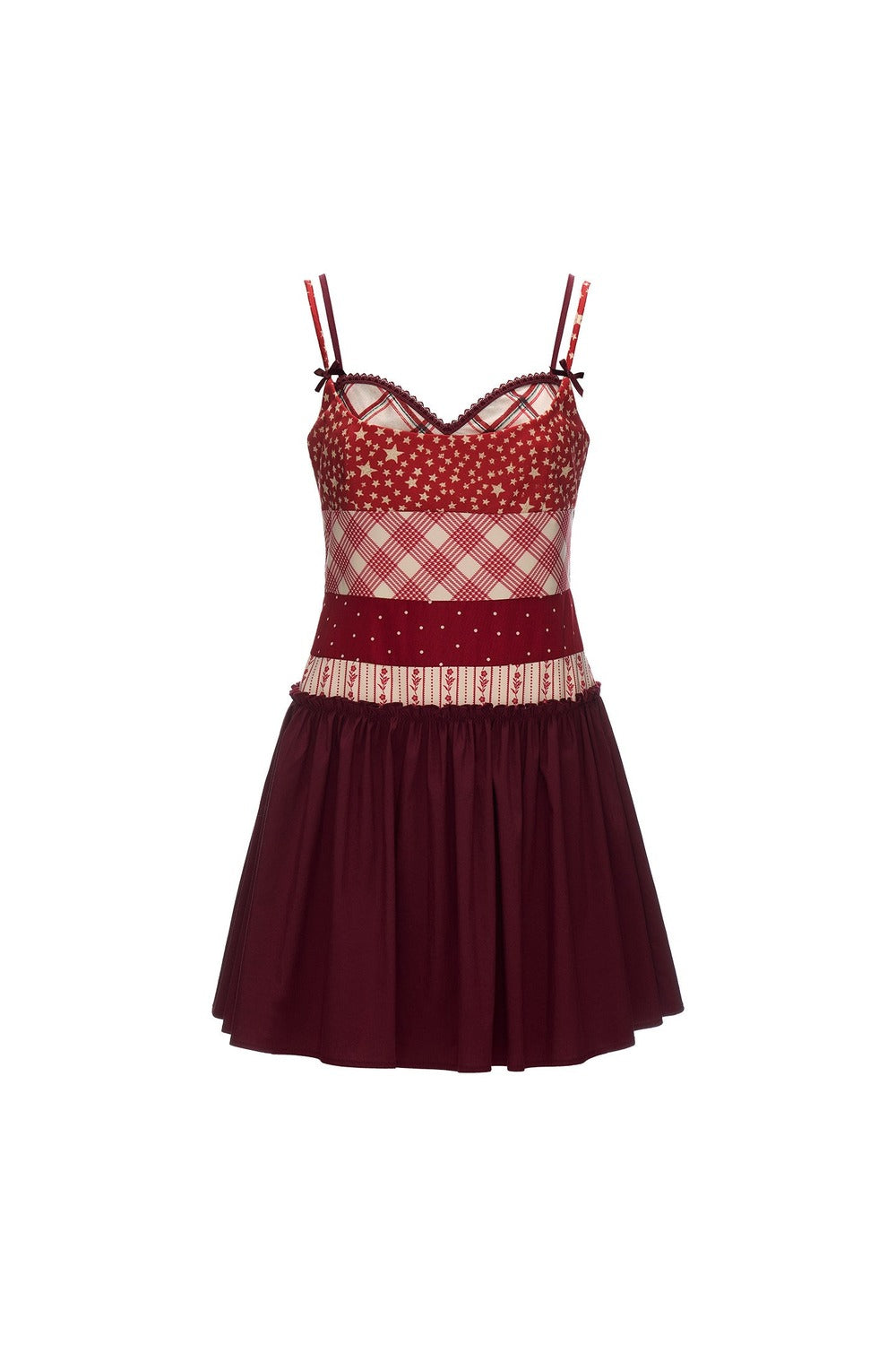 Star Plaid Patchwork Slip Dress