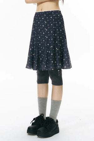 Star Print Fishtail Skirt