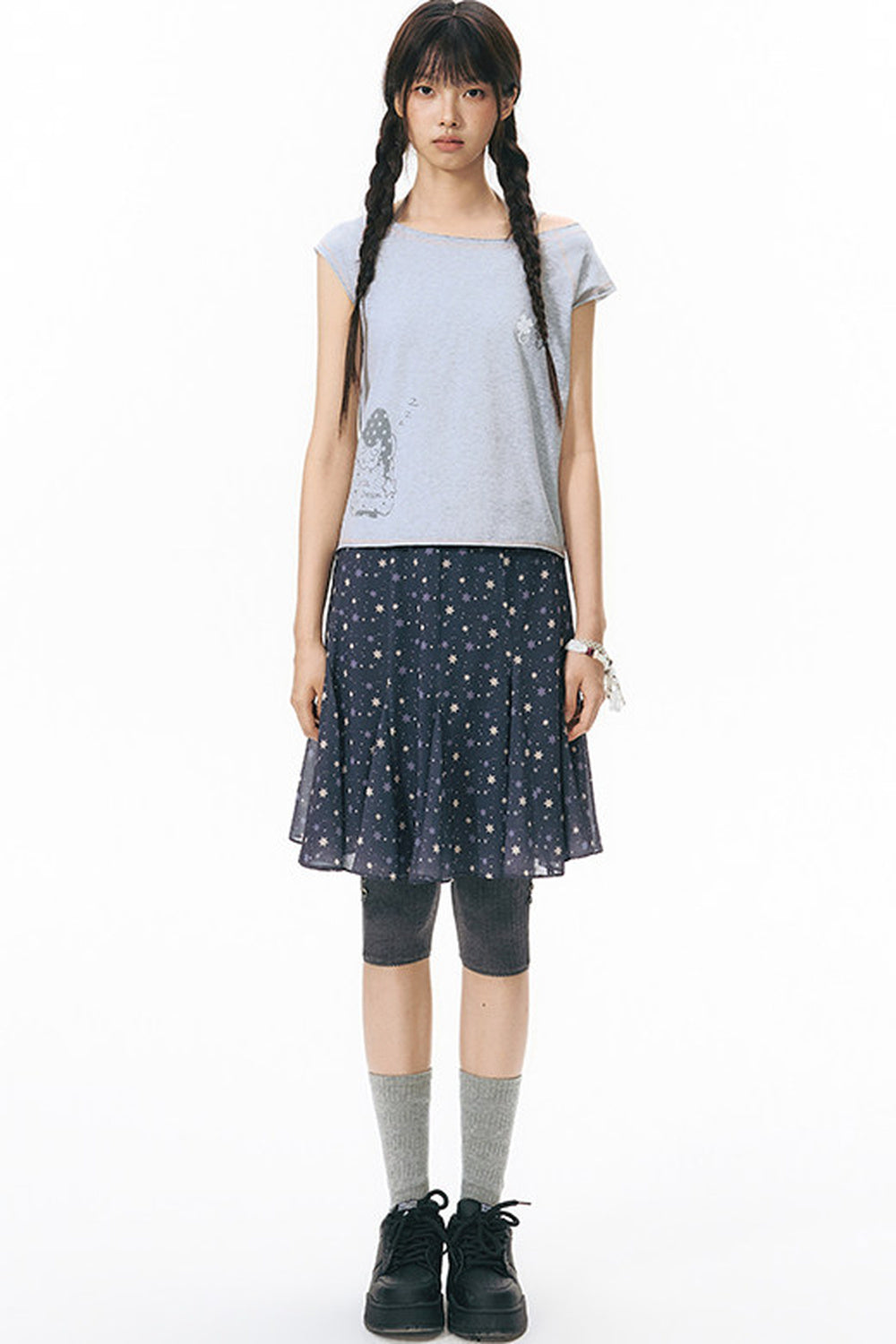 Star Print Fishtail Skirt