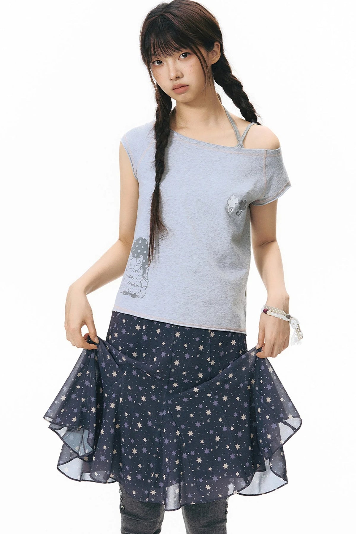 Star Print Fishtail Skirt