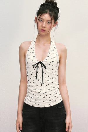 Star Print Halter Top