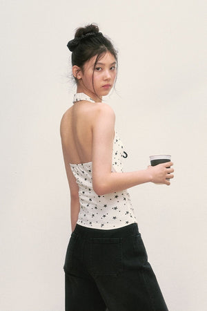 Star Print Halter Top