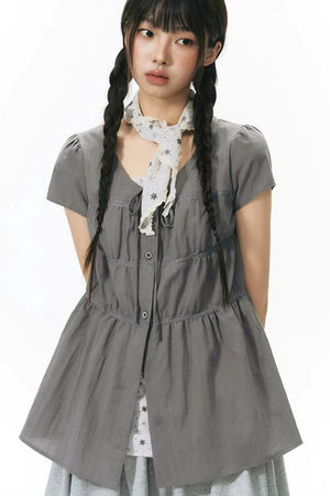 Star Print Layered-Look Short-Sleeve Shirt