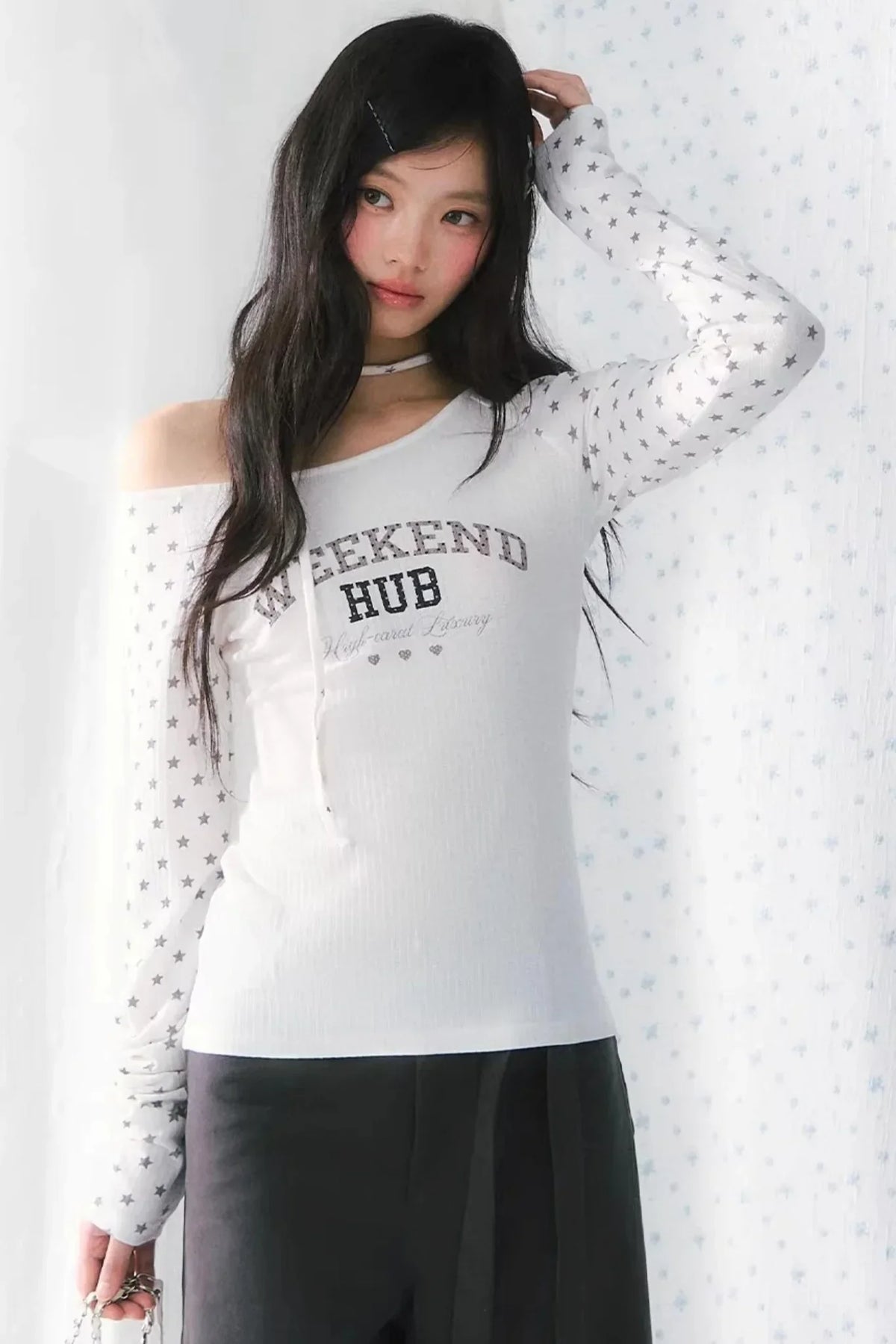 Star Print Off-Shoulder Blouse