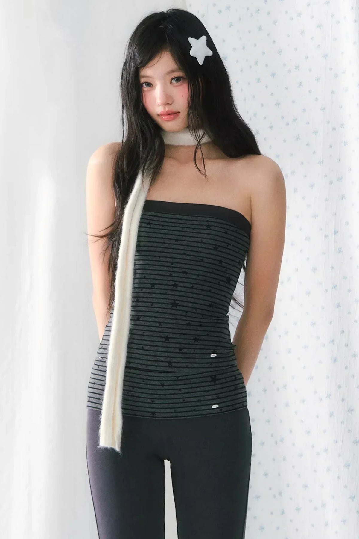 Star Print Striped Tube Top Set-Up