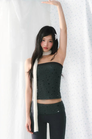 Star Print Striped Tube Top Set-Up