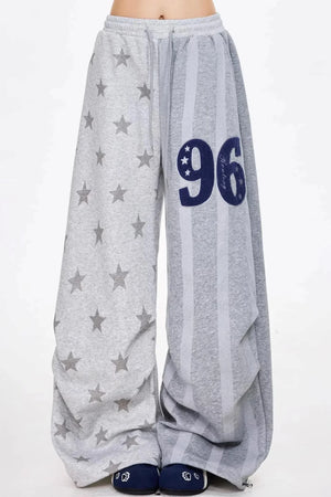 Star Print Wide-Leg Casual Pants