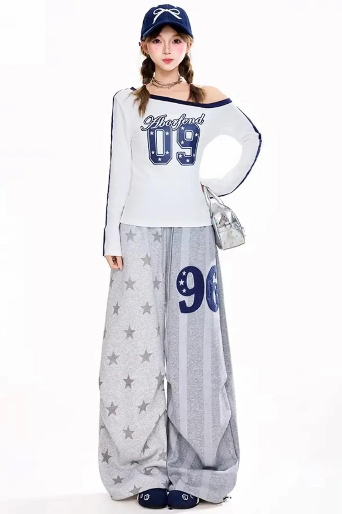 Star Print Wide-Leg Casual Pants