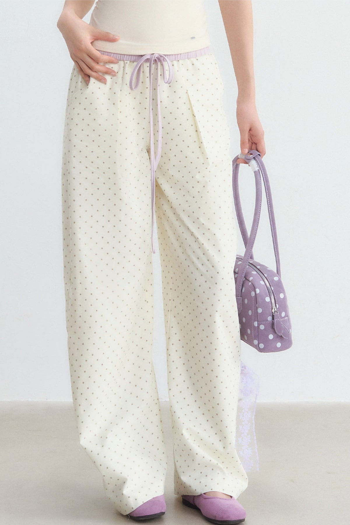 Star Print Wide Leg Pants