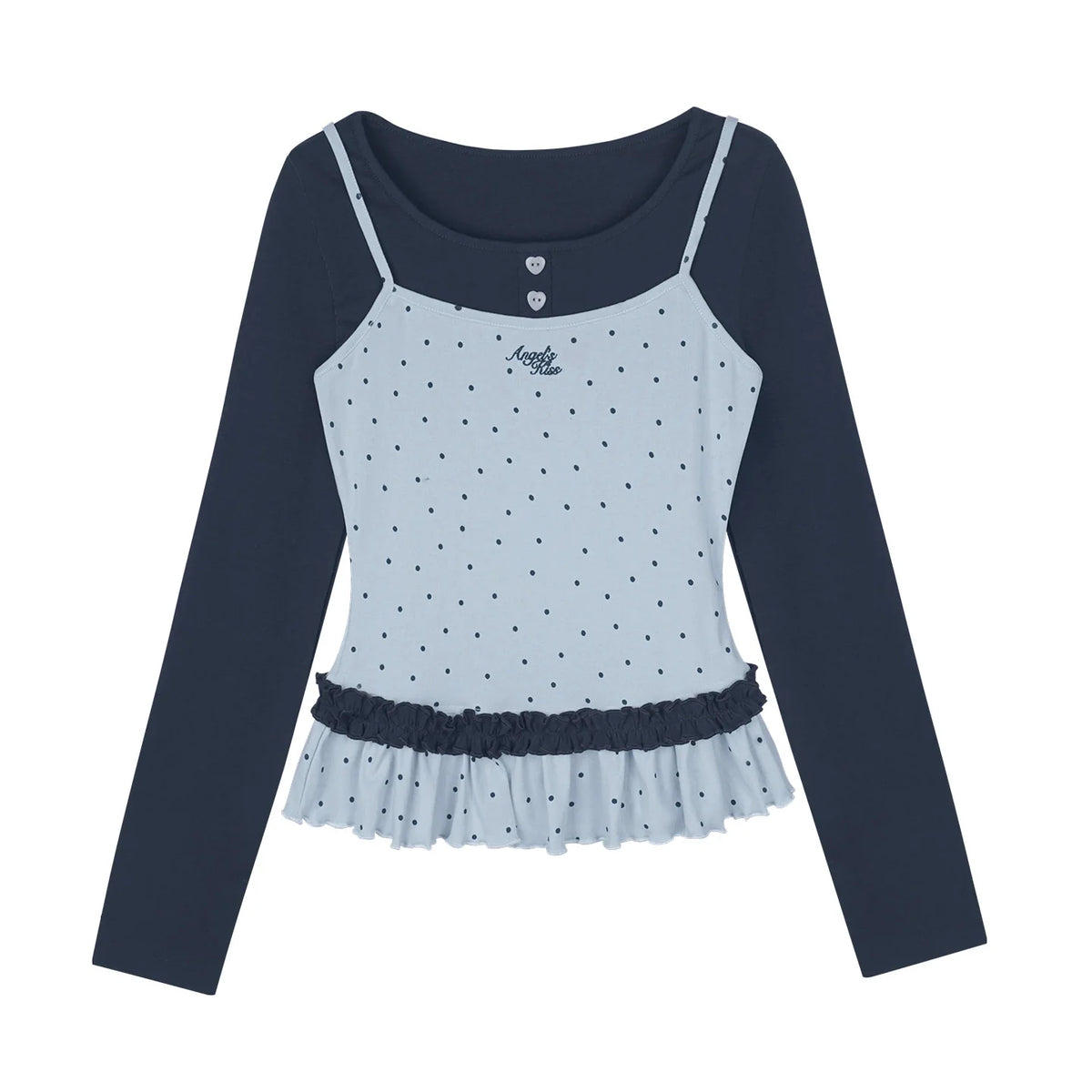 Star Printed Fake Two Piece Top Set-Up